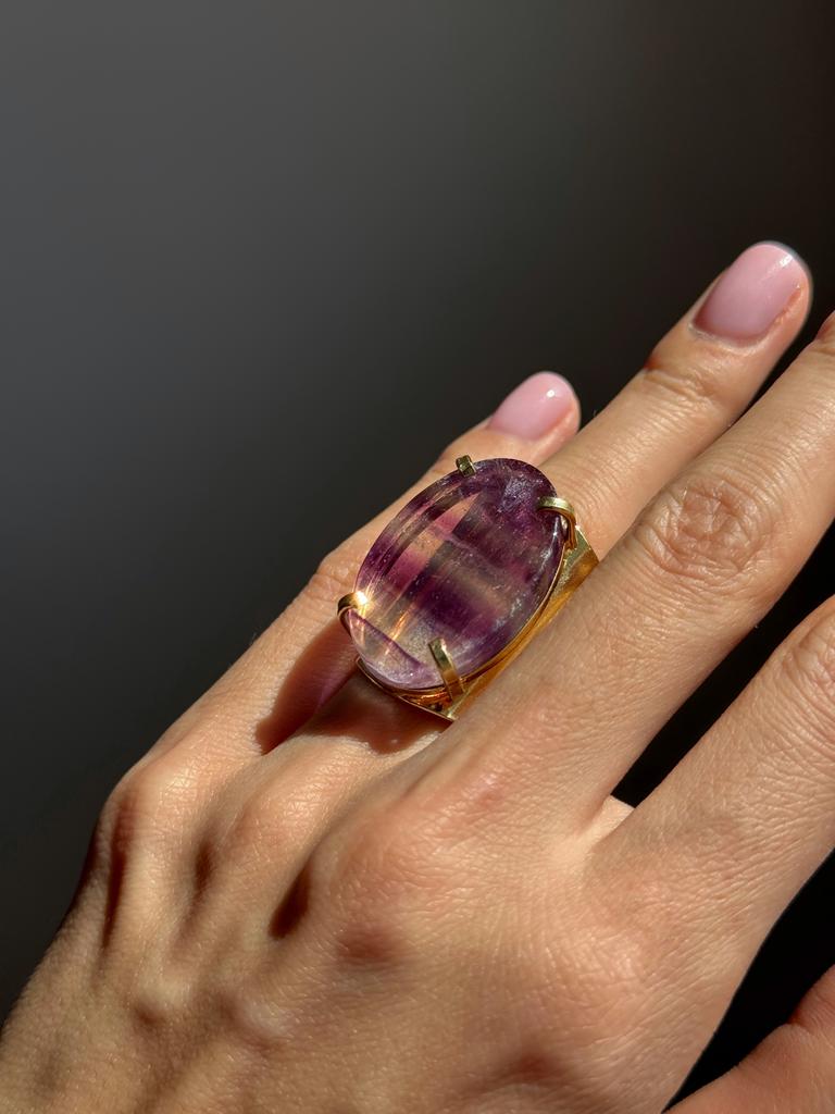 Кольцо кафф с флюоритом