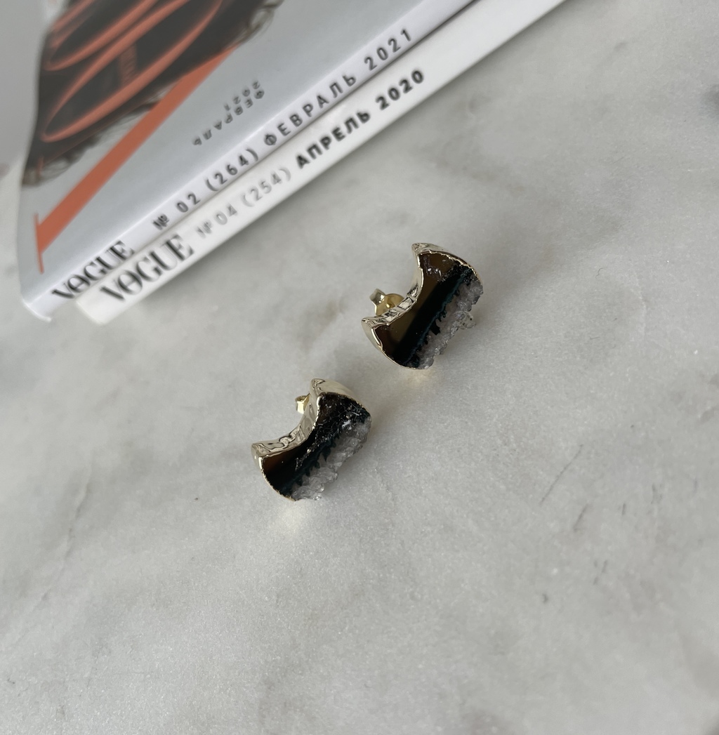 Серьги пусеты с аметистом