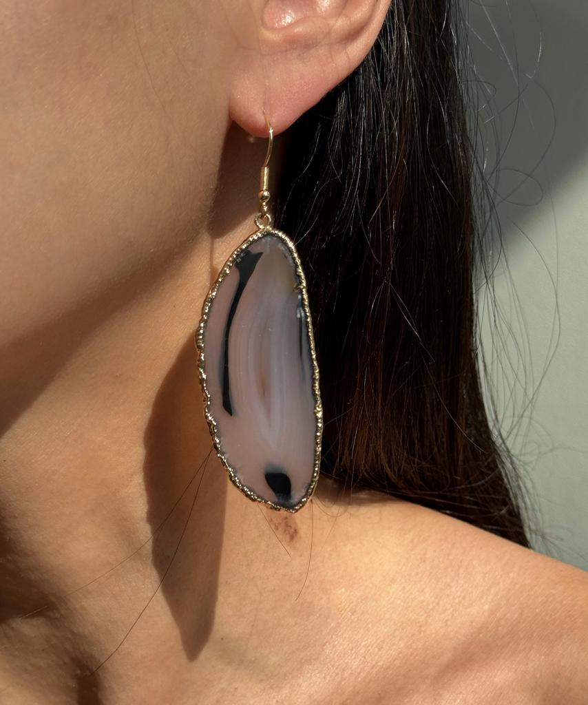 Серьги со срезом агата