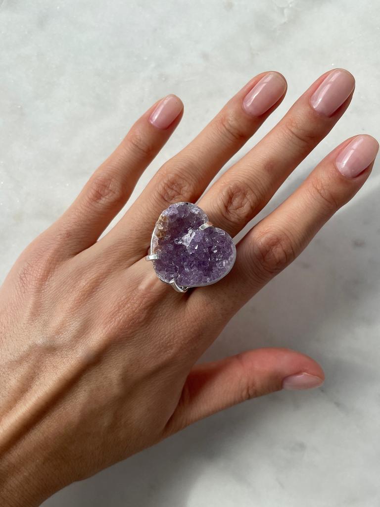 Кольцо с агатом сердце