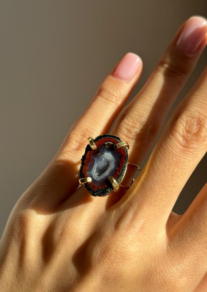 Кольцо с жеодой  агата