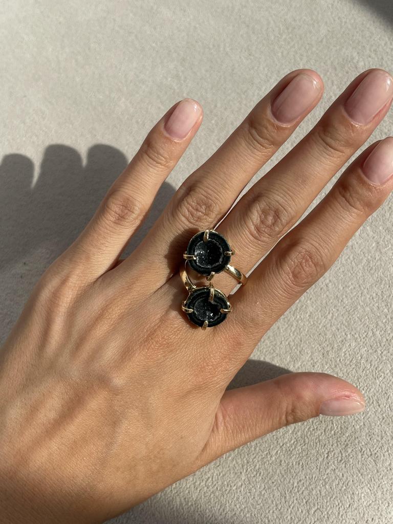 Кольцо с двойной жеодой агата