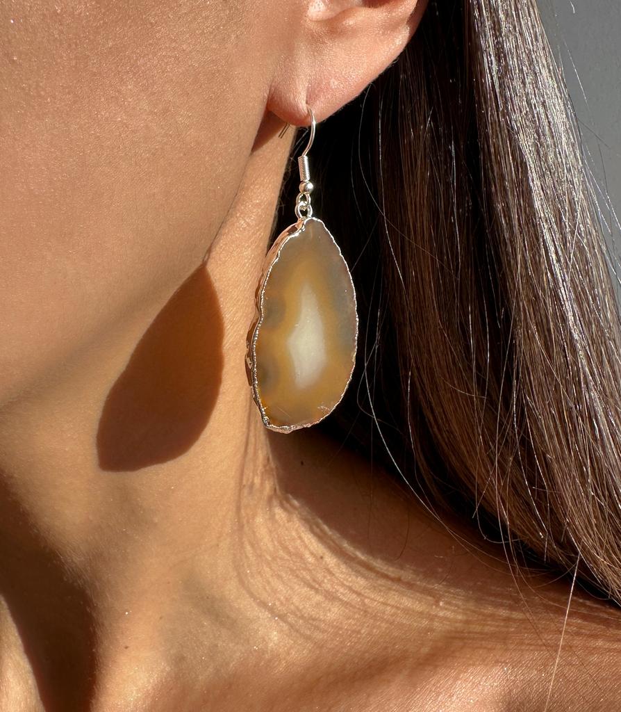 Серьги со срезом агата