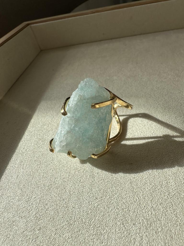 Кольцо с крупным аквамарином