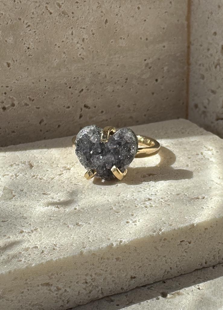 Кольцо мини с агатом в форме сердца