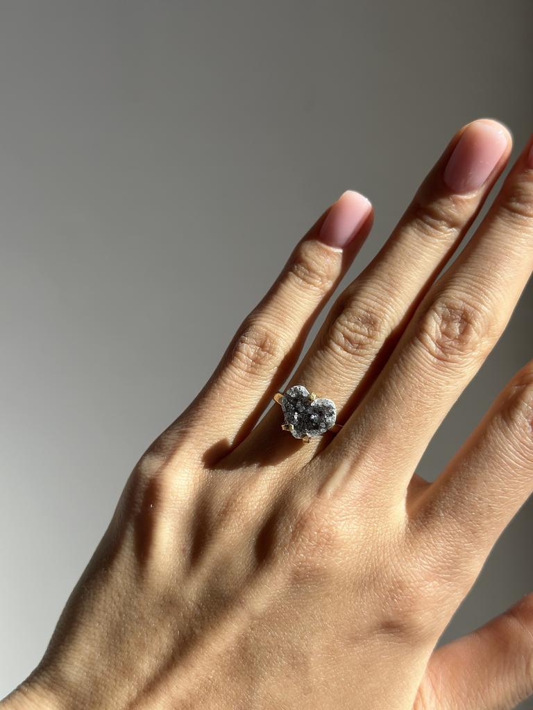 Кольцо мини с агатом в форме сердца