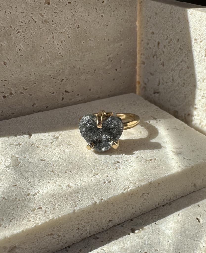 Кольцо мини с агатом в форме сердца
