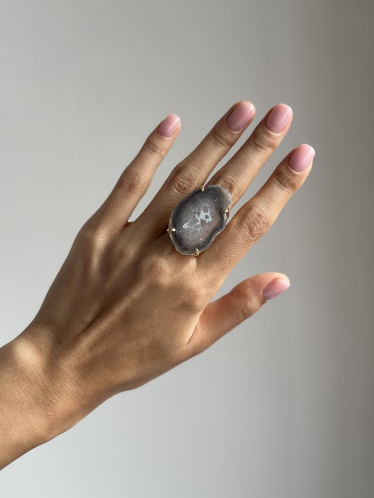 Кольцо со срезом агата