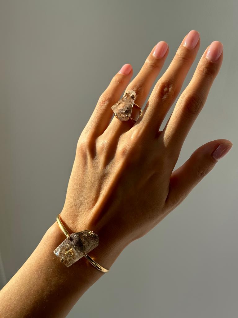 Комплект браслет и кольцо с фантомным кварцем