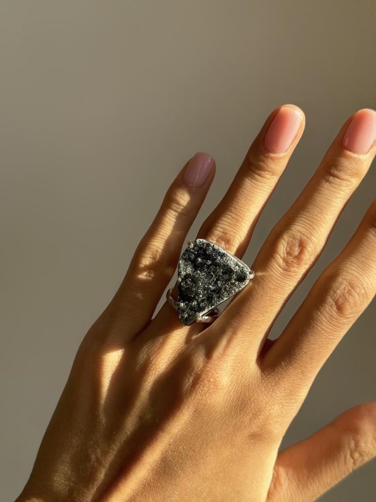 Кольцо с агатом 16 - 20 размер