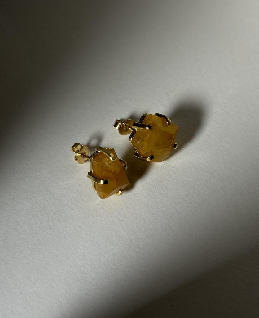 Серьги с шлифованным золотым кварцем