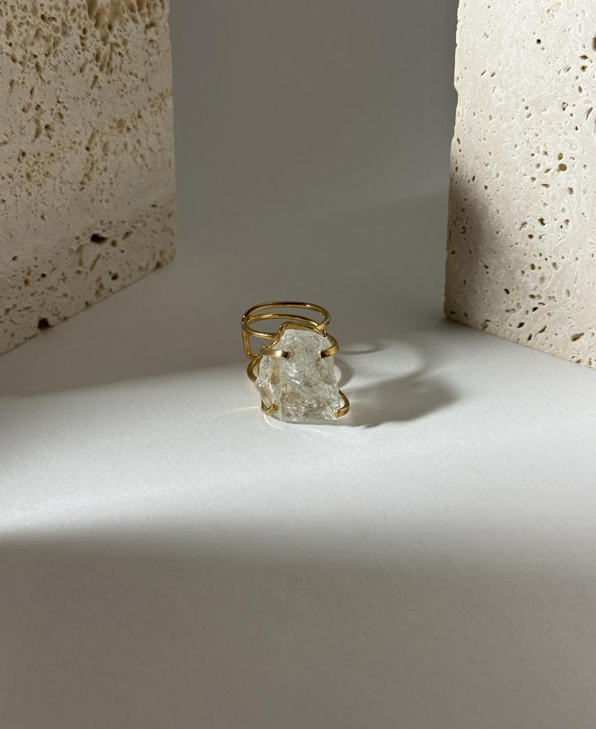 Кольцо с прозрачным аквамарином