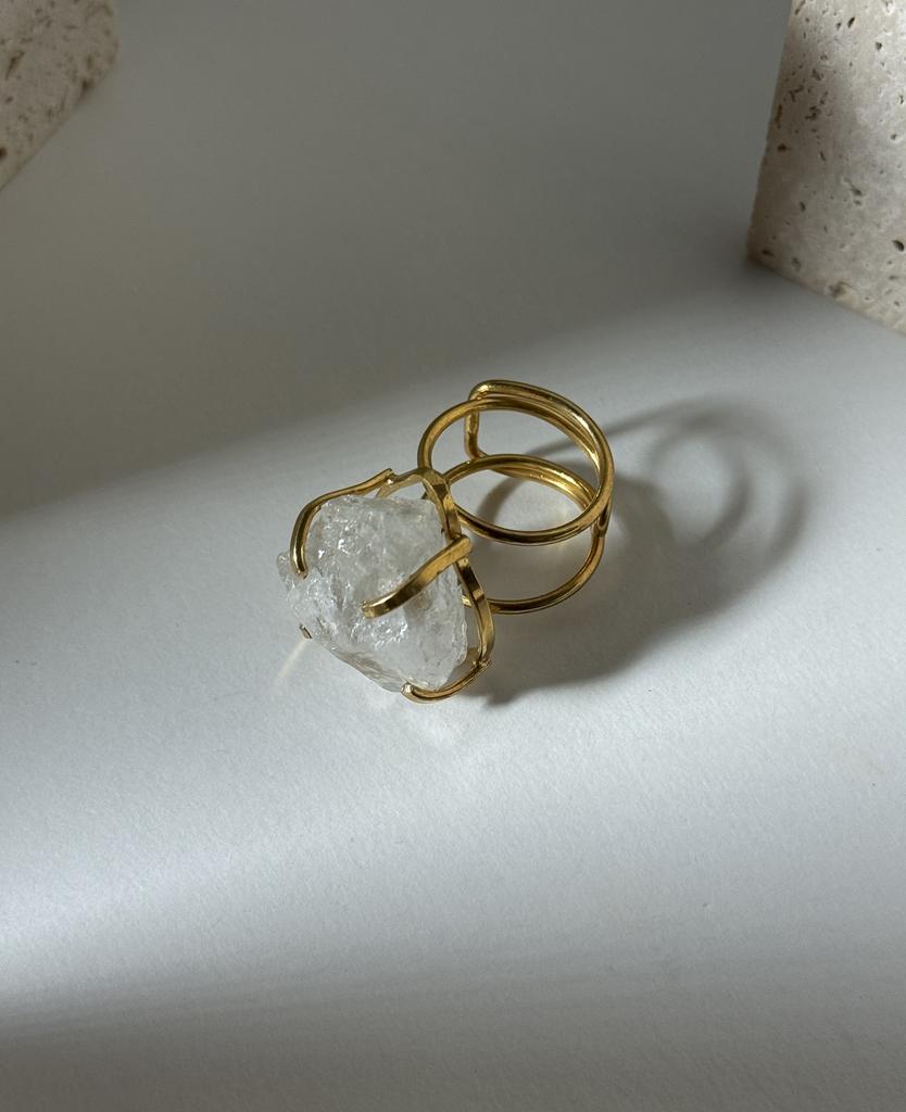 Кольцо с прозрачным аквамарином