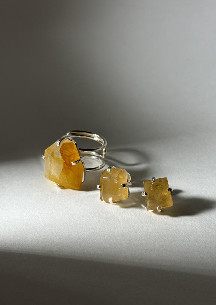 Серьги с шлифованным цитрином