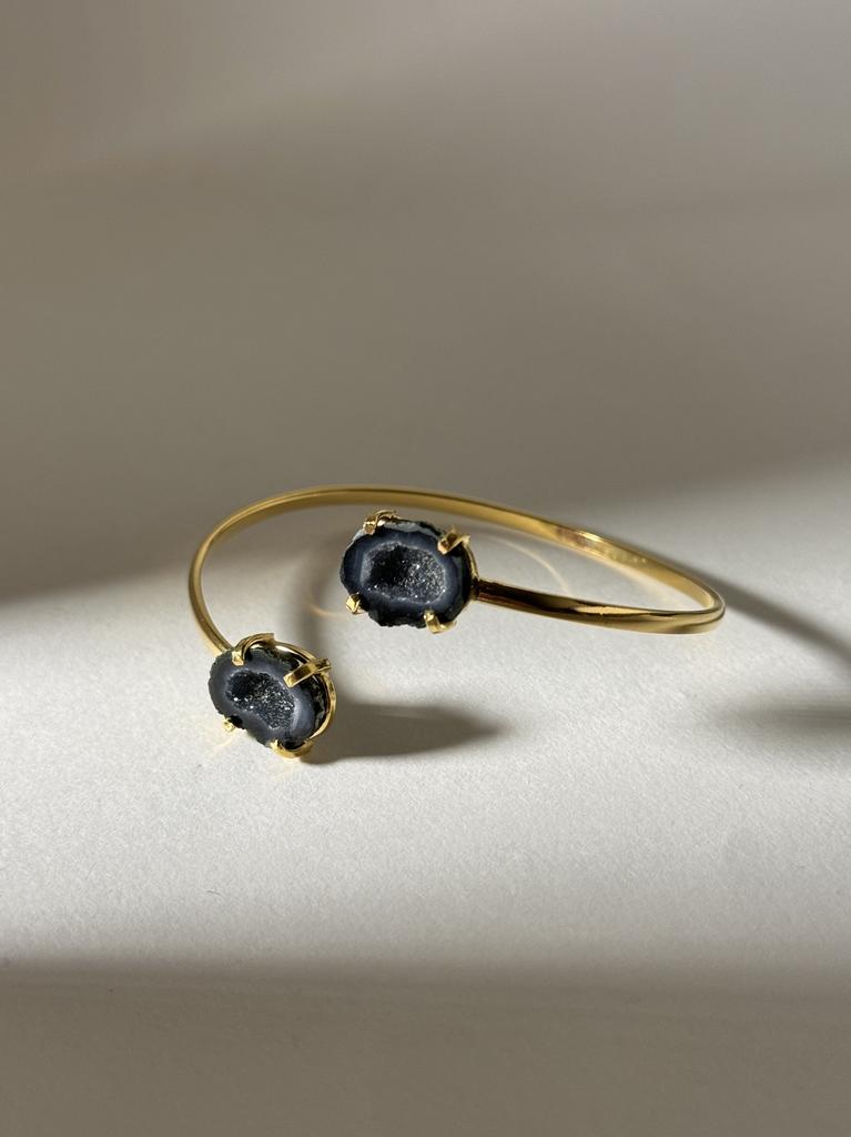 Браслет с двойной жеодой агата