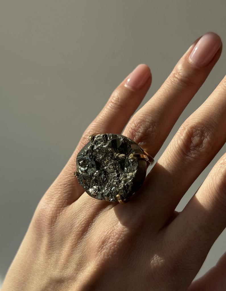 Кольцо с крупным пиритом 17 - 20 размер