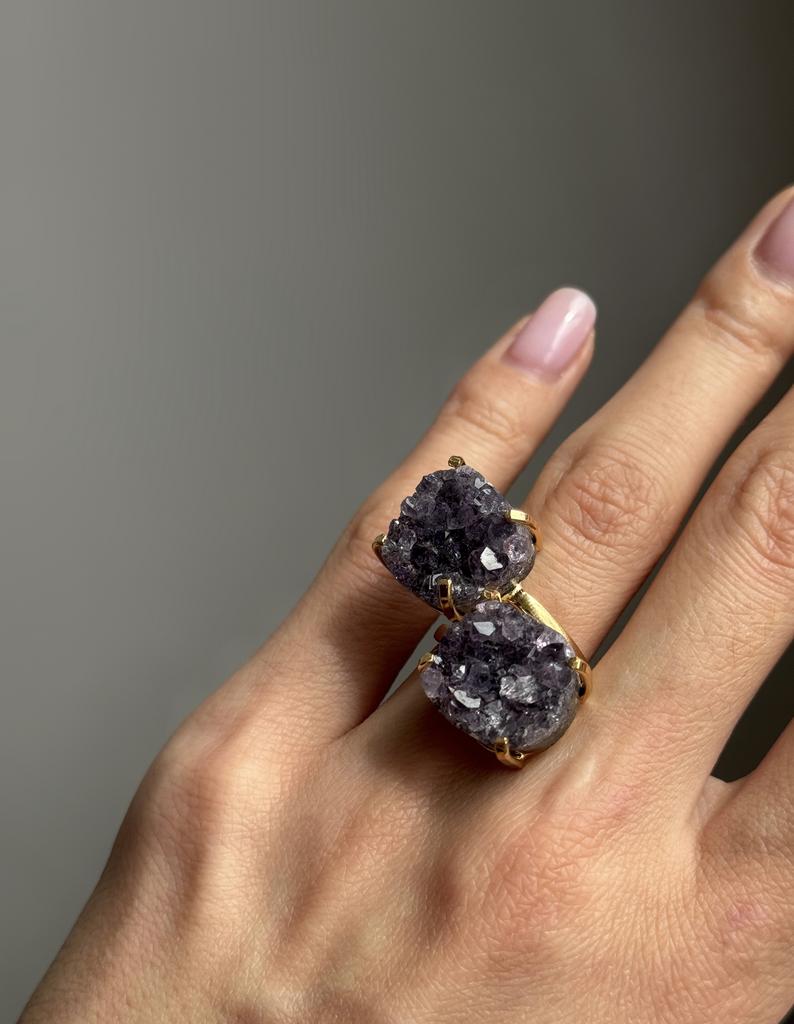 Кольцо с двойным аметистом