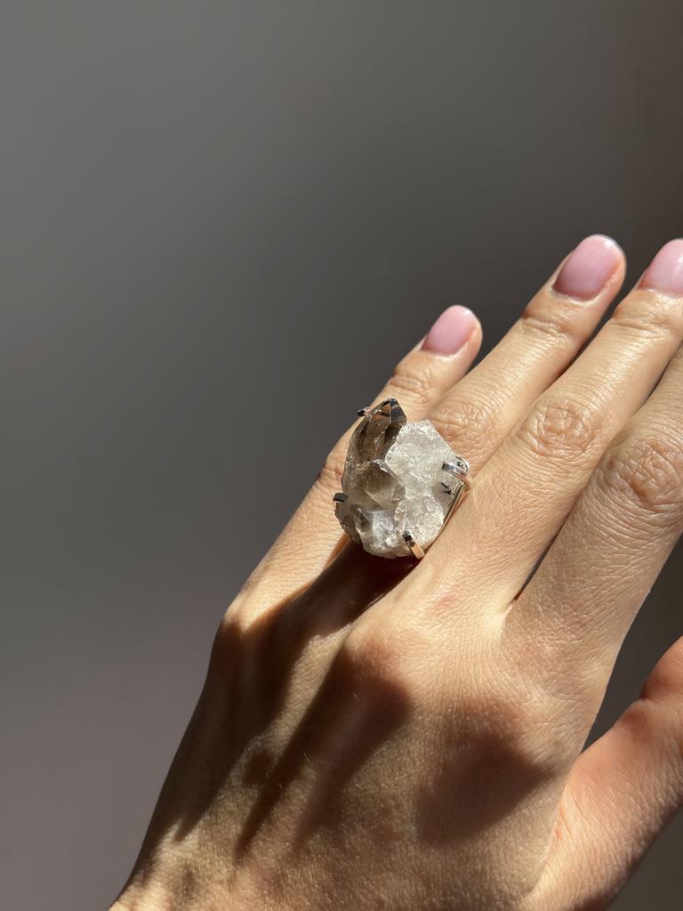 Кольцо с раухтопазом 17,5 - 22  размер