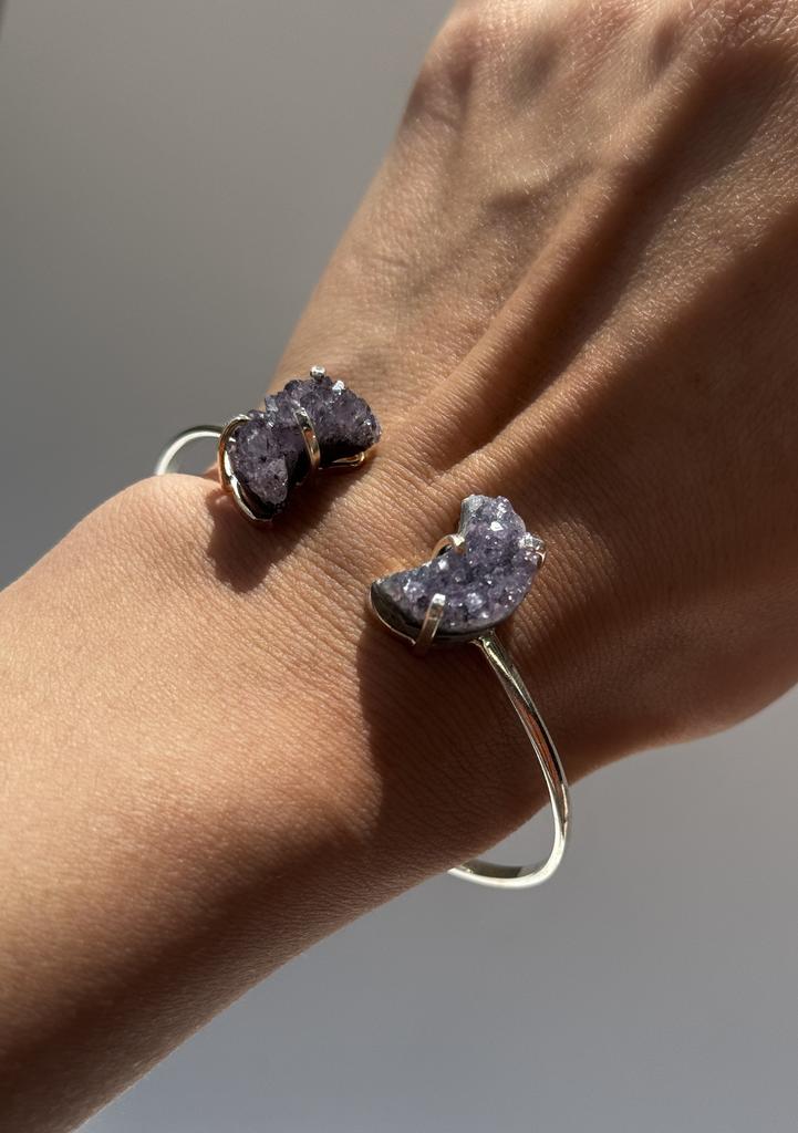 Браслет с друзой аметиста в форме луны