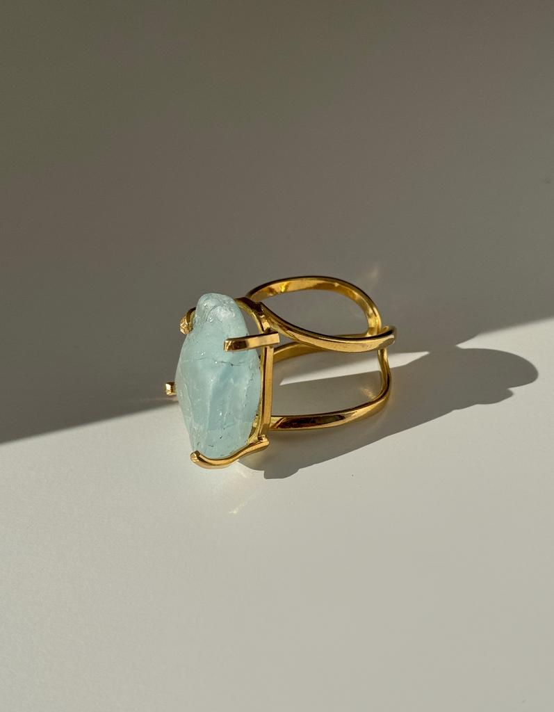 Кольцо с аквамарином 18 - 22 размер