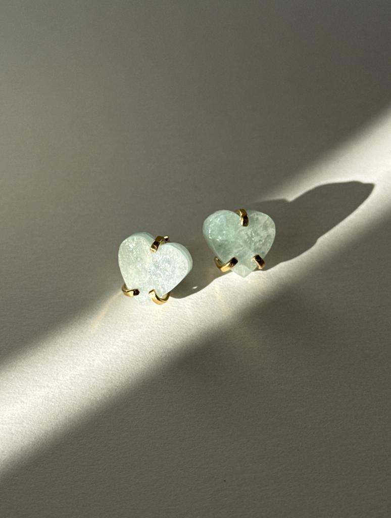 Серьги пусеты с аквамарином