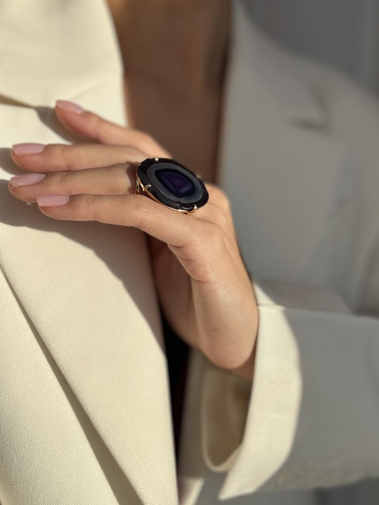 Кольцо со срезом агата