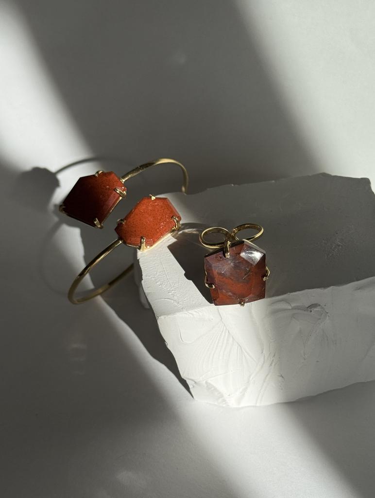 Комплект кольцо и браслет с красной яшмой