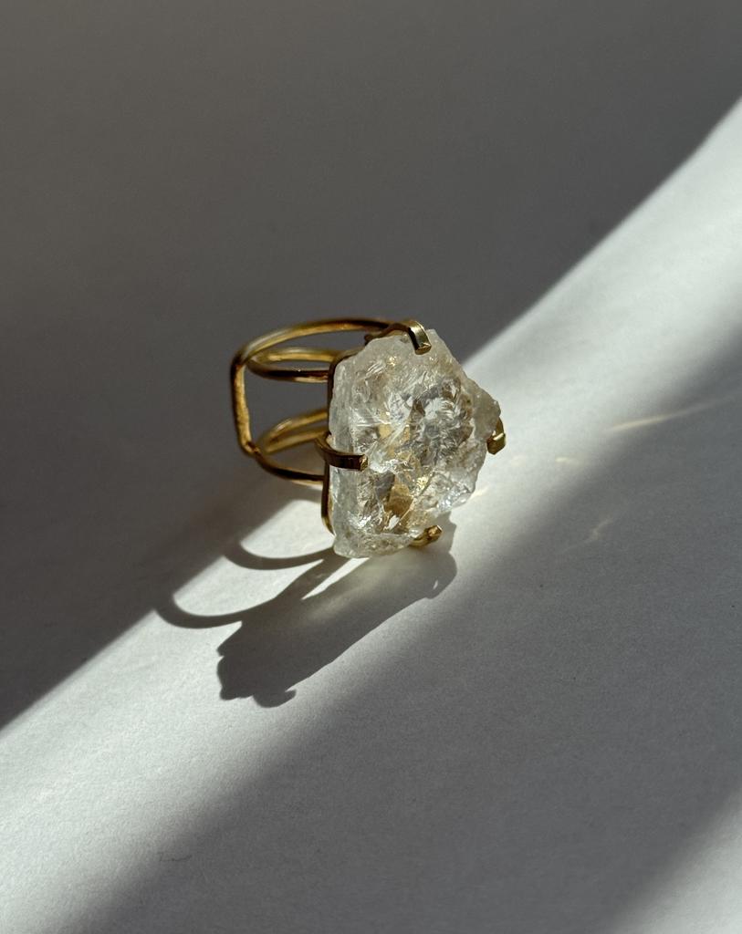 Кольцо с прозрачным  аквамарином 15,5 - 19 размер