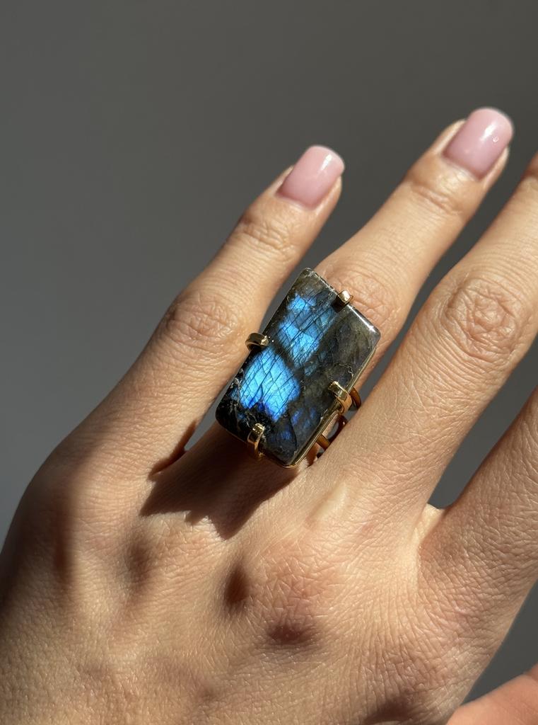Кольцо с лабрадоритом 16 - 19 размер