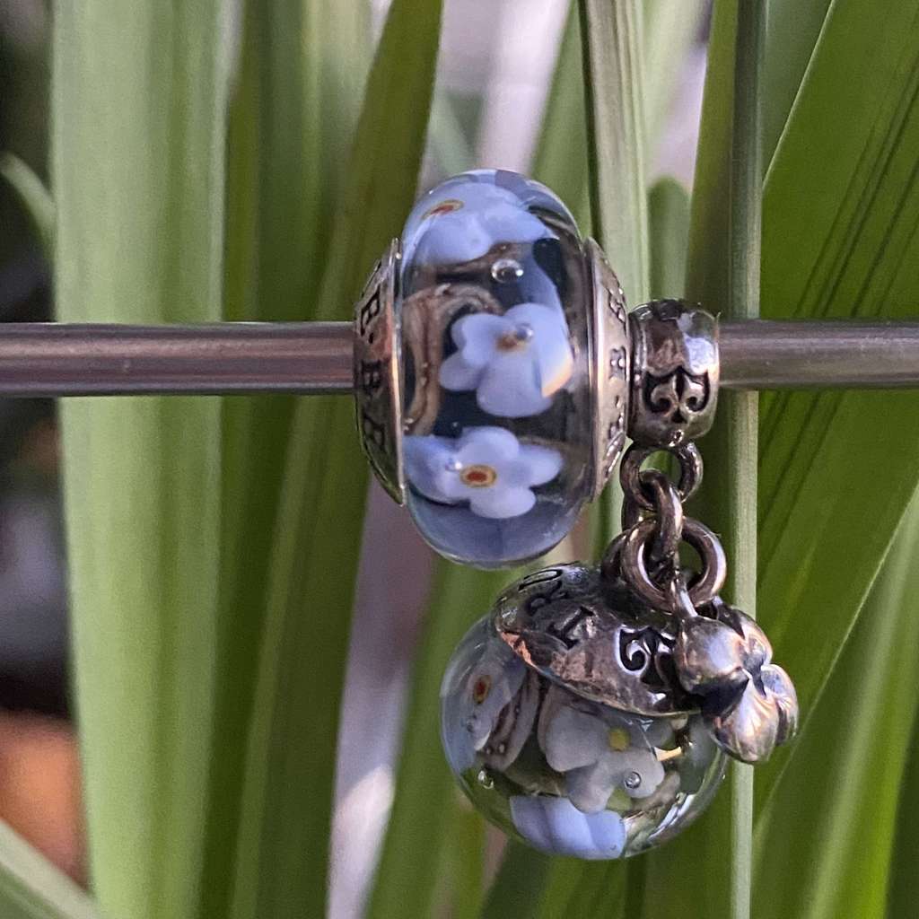 AQUARIUM SET 10 forget-me-not on opal grey