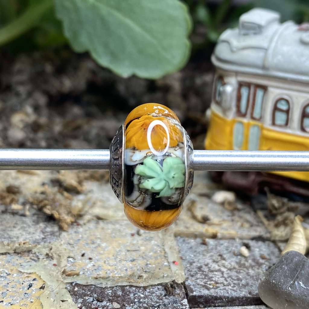 AQUARIUM  5 clover and orange flowers on black