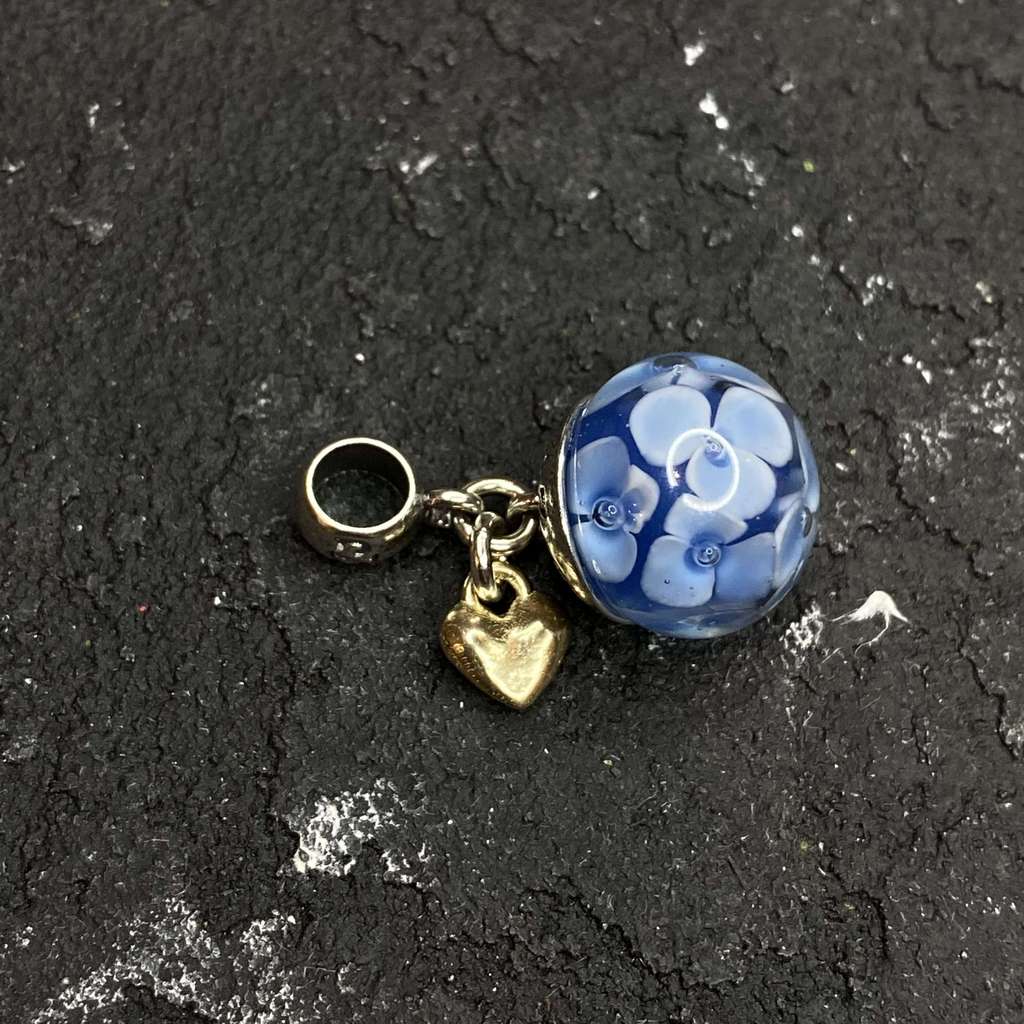 MTO  TwoTone silver Dangle with GOLD heart