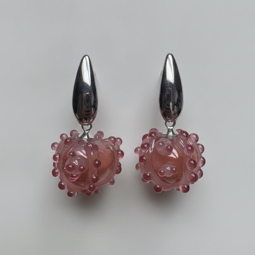 Серьги Розовые кактусы