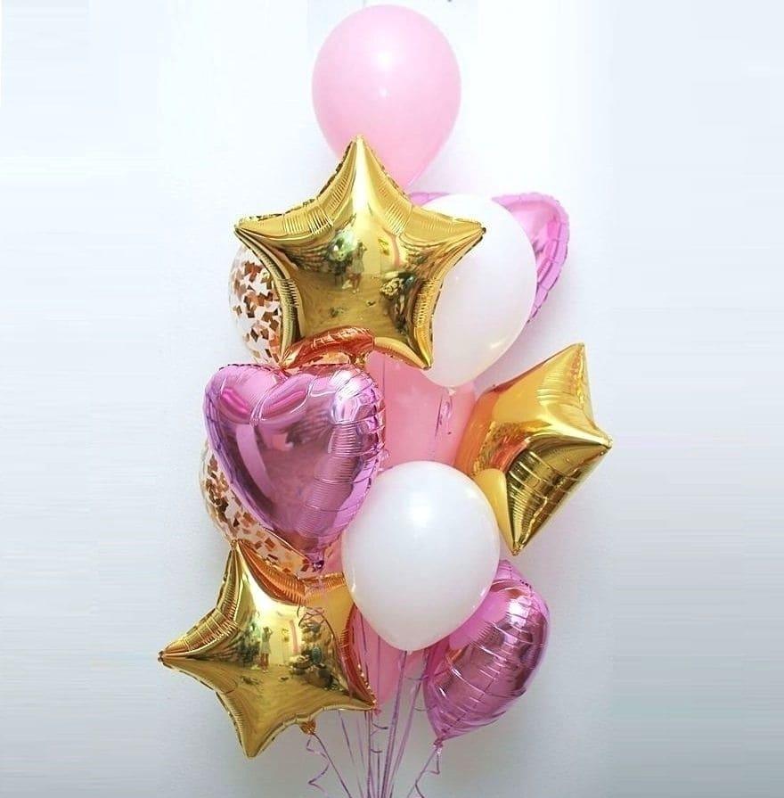 букет шаров на белом фоне