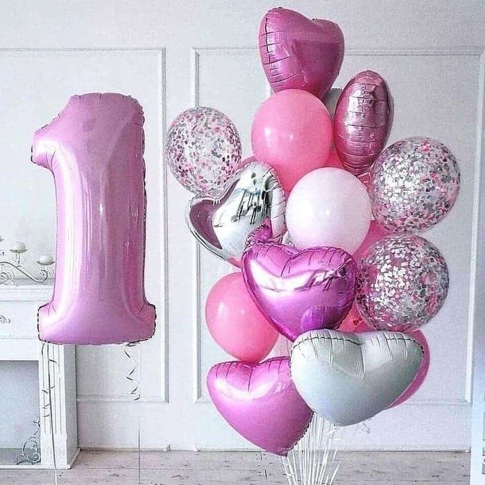 фото шаров для девочки с цифрой 1