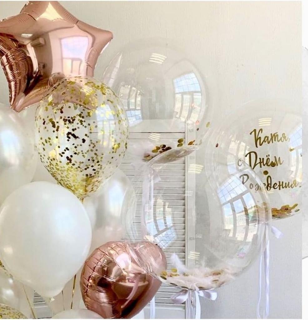 фото шаров кристальных баблс и фольгированных звёзд