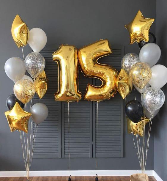 фото в интерьере фонтаны шаров в золотом цвете