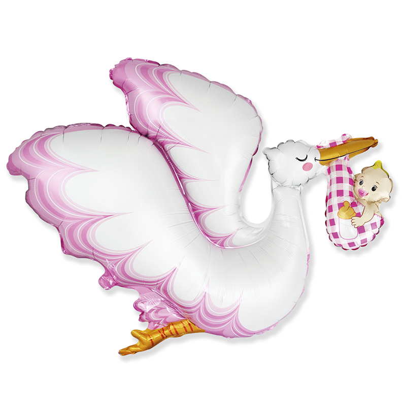 Фольгированный шар Аист розовый фото