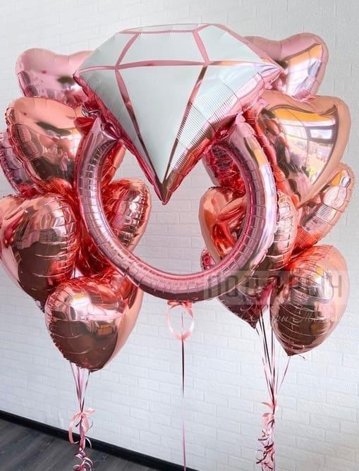 фото на белом фоне шары фольгированные в цвете розовое золото на девичник