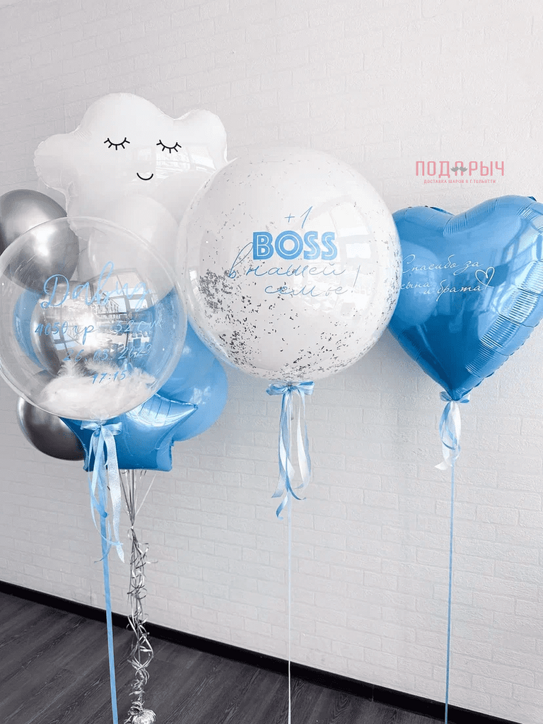 фото на белом фоне шары на выписку для мальчика
