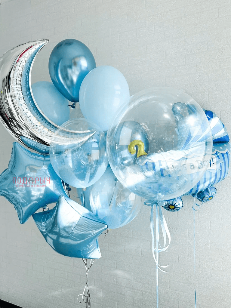 фото композиция из шаров на выписку мальчика