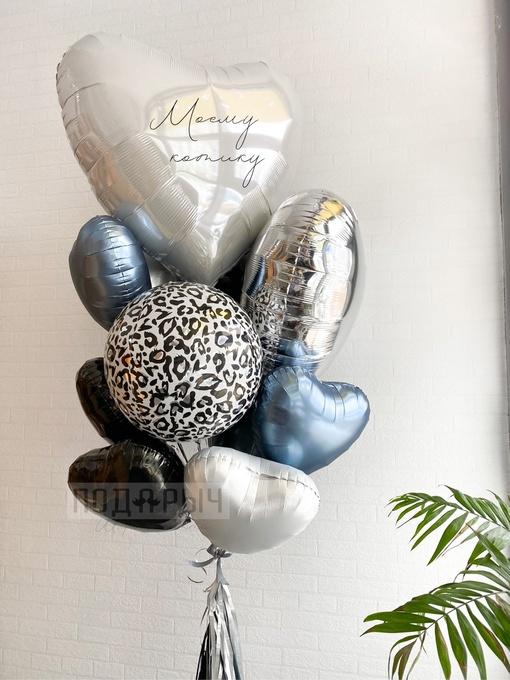 Набор шаров с гелием Котику  синих и белых с гелием