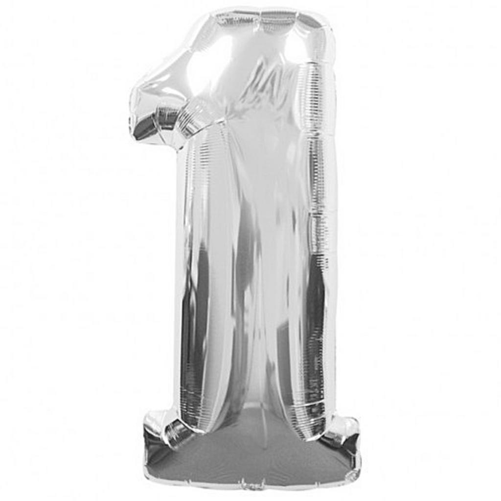 Шар - цифра с гелием, цвет серебро, Размер 102 см