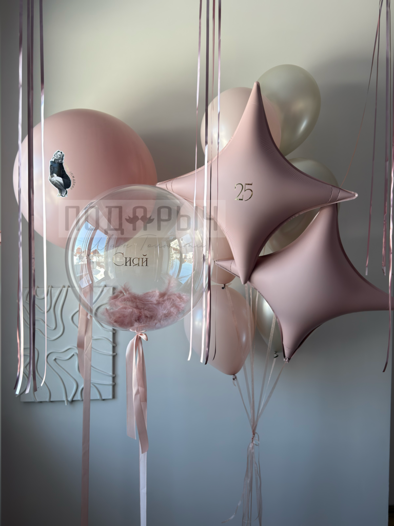 Сет шаров на день рождения "Розовая звезда"