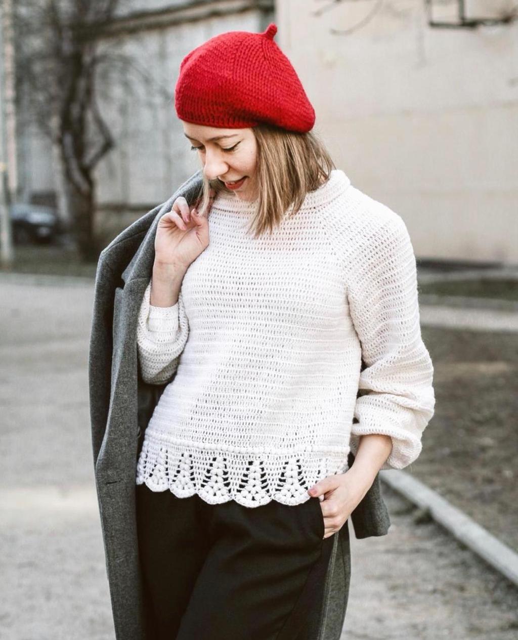 Обвязка низа свитера крючком