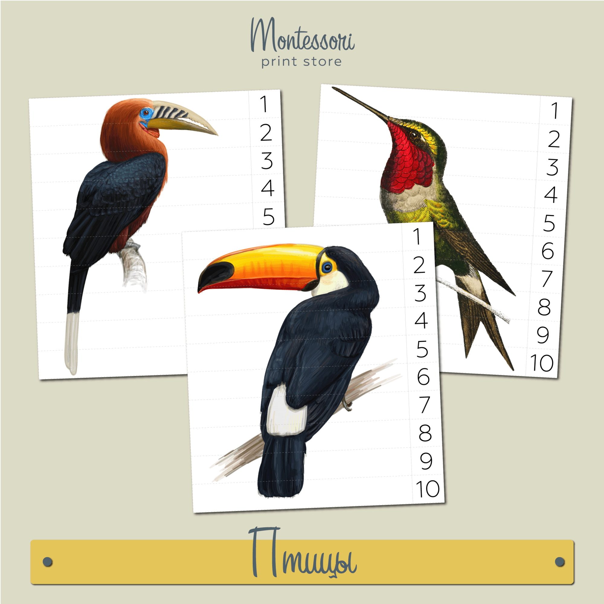 Птицы Математические пазлы 1-10 купить и скачать