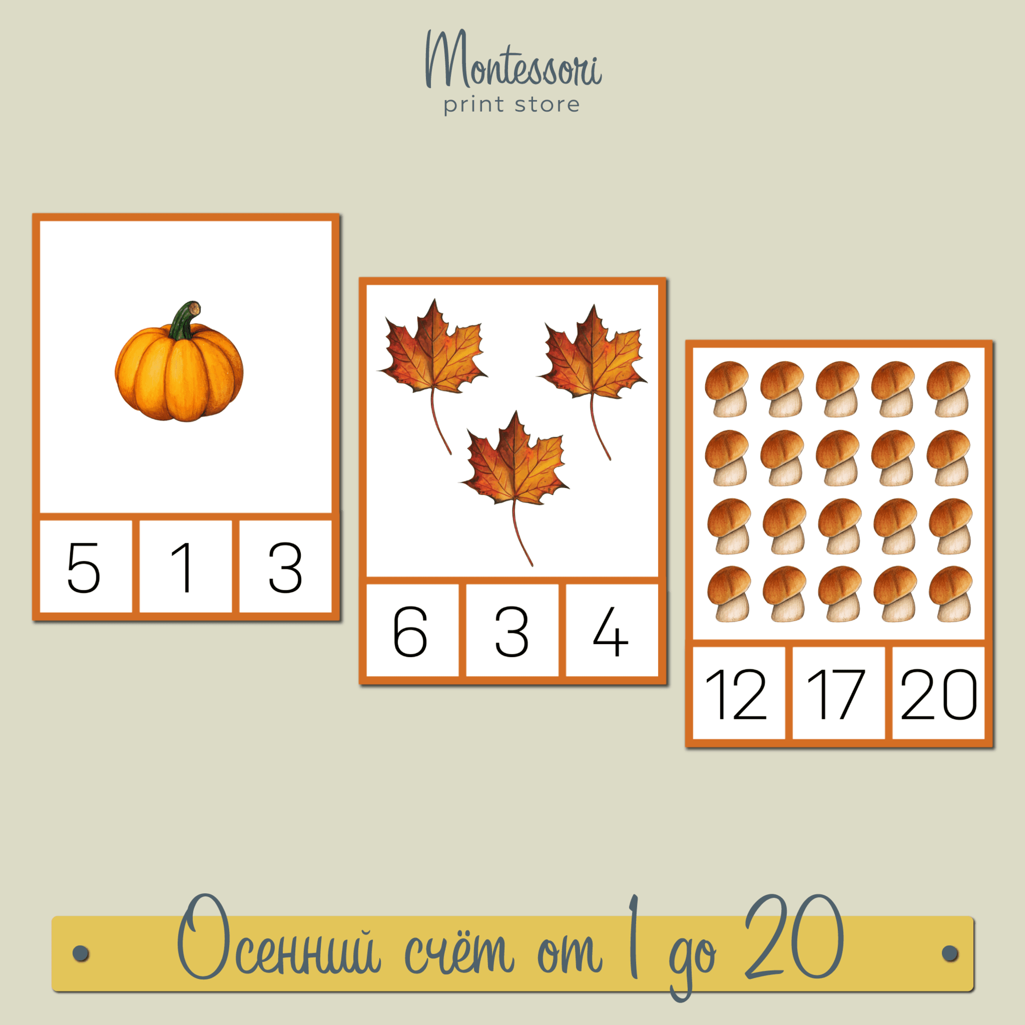 Осенний счет от 1 до 20 купить и скачать