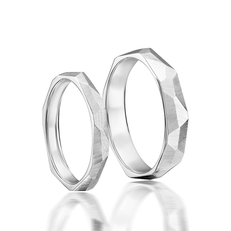 Обручальные кольца "Матовые грани" с грубой поверхностью