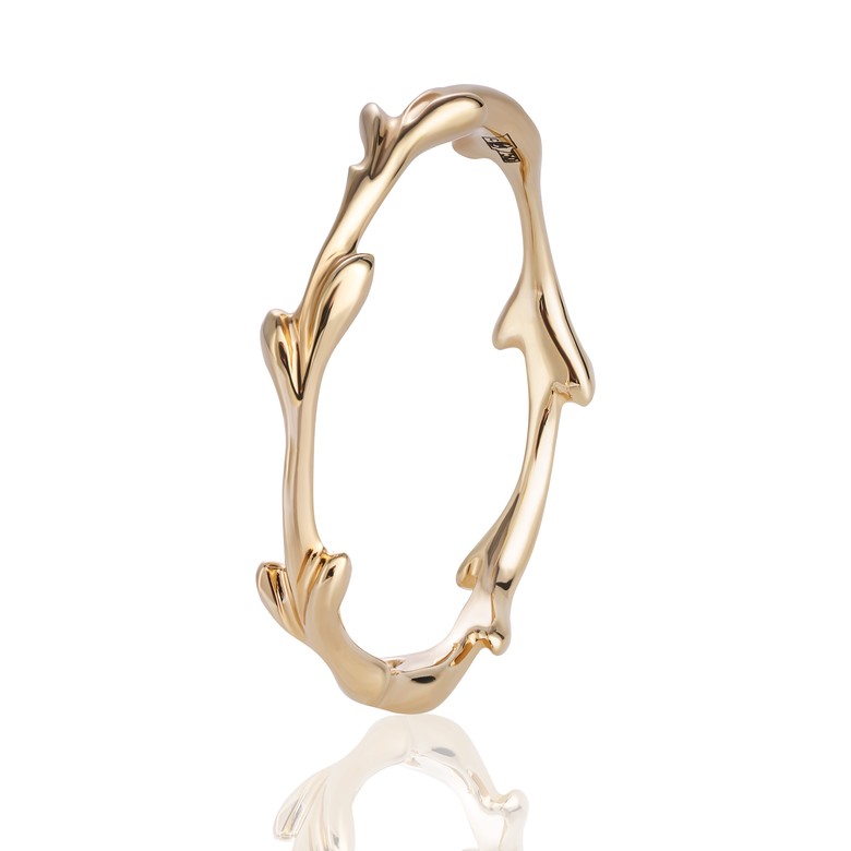 Кольцо "Веточка" из лимонного золота