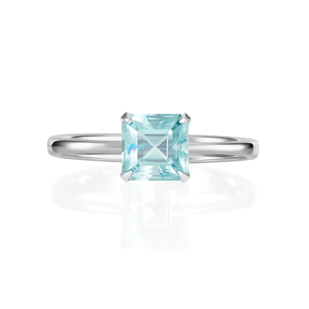 Помолвочное кольцо с квадратным аквамарином октагон
